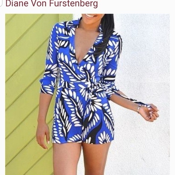 DIANE VON FURSTENBERG Celeste Wrap Romper. Size: 10. - Picture 7 of 7